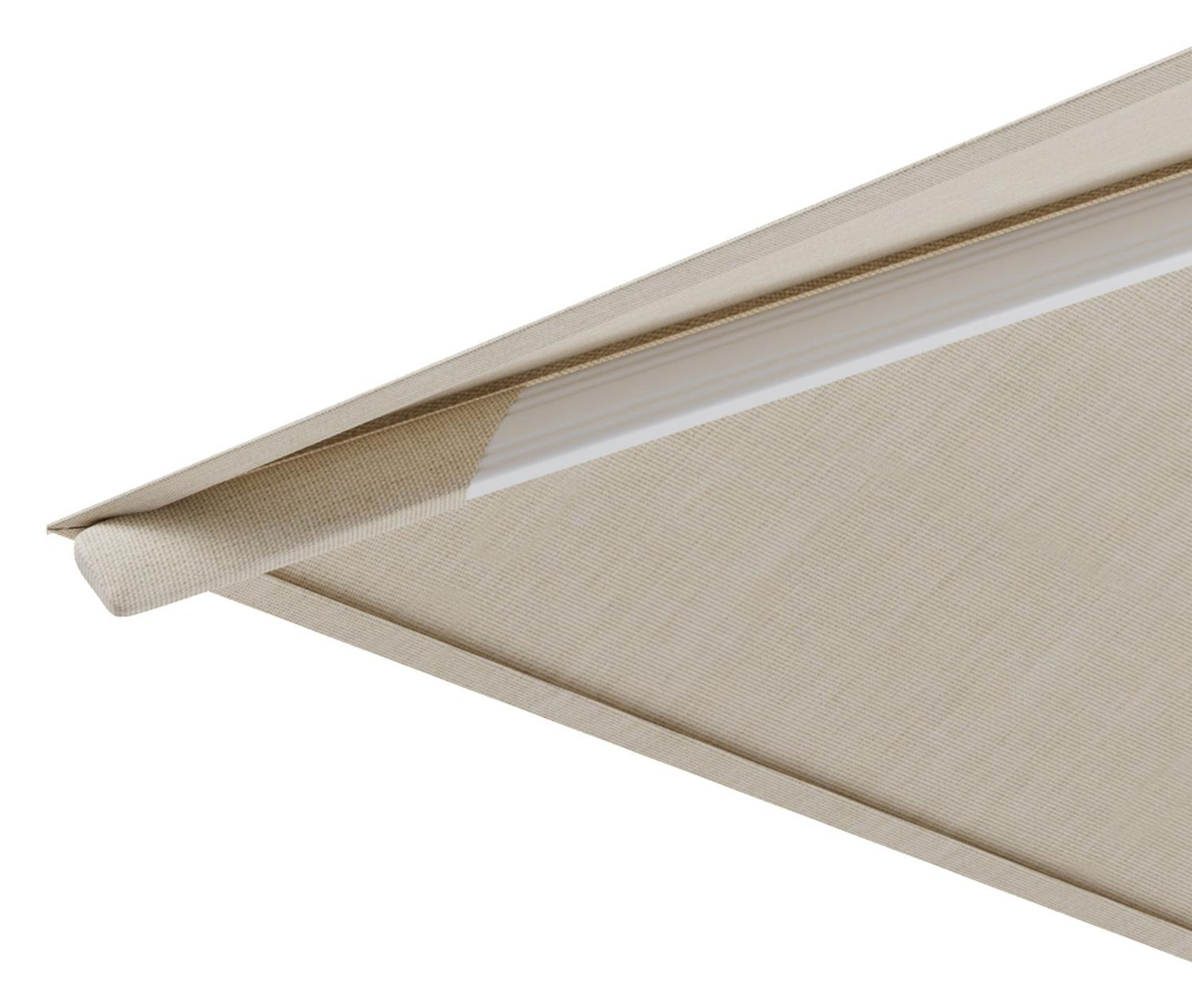 Rufina zweefparasol met tiltfunctie in wit aluminium en beige All Weather Sunbrella® Premium parasoldoek - L1 300 x L2 300 cm met parasolvoet Minore 150 kg met wielen