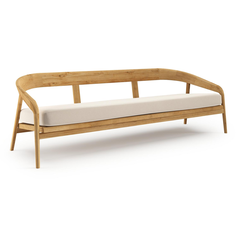 Lacrima loungebank in teak met lopi antique all weather Sunbrella® luxe kussen