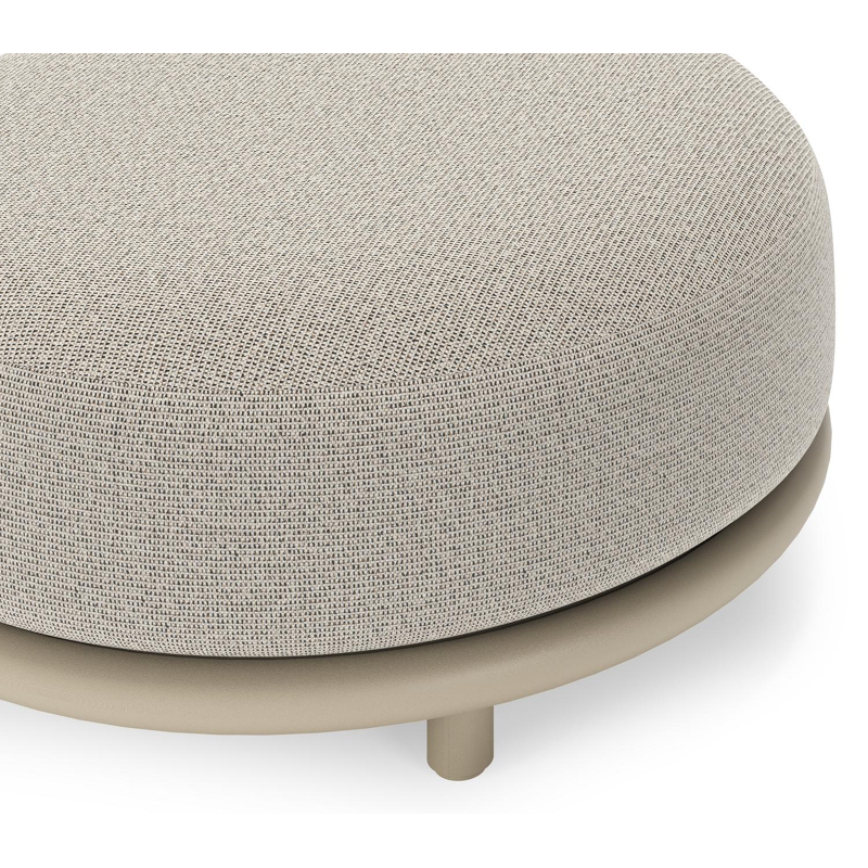 Lomano poef in beige aluminium en beige verticaal geweven luxe vlakke rope met Firenze Sand all weather solica