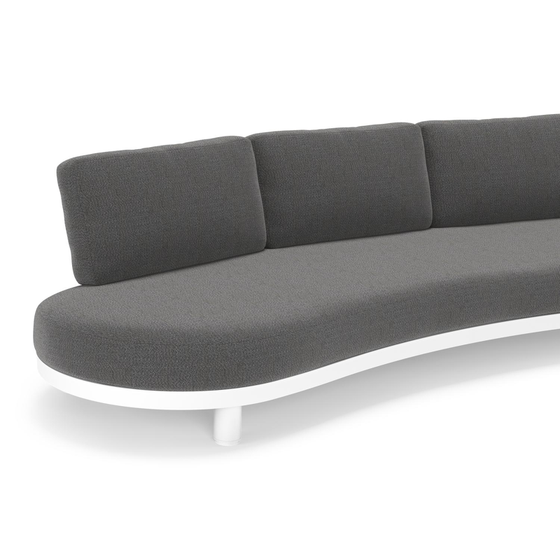 Canapé de jardin Donato en aluminium blanc et coussins en all weather sunbrella® luxe Savane Tornado