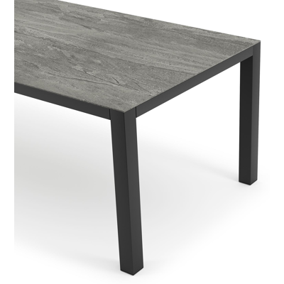 Como tuintafel in zwart aluminium en volkeramiek aspen grey - L 240 x B 100 x H 75 cm