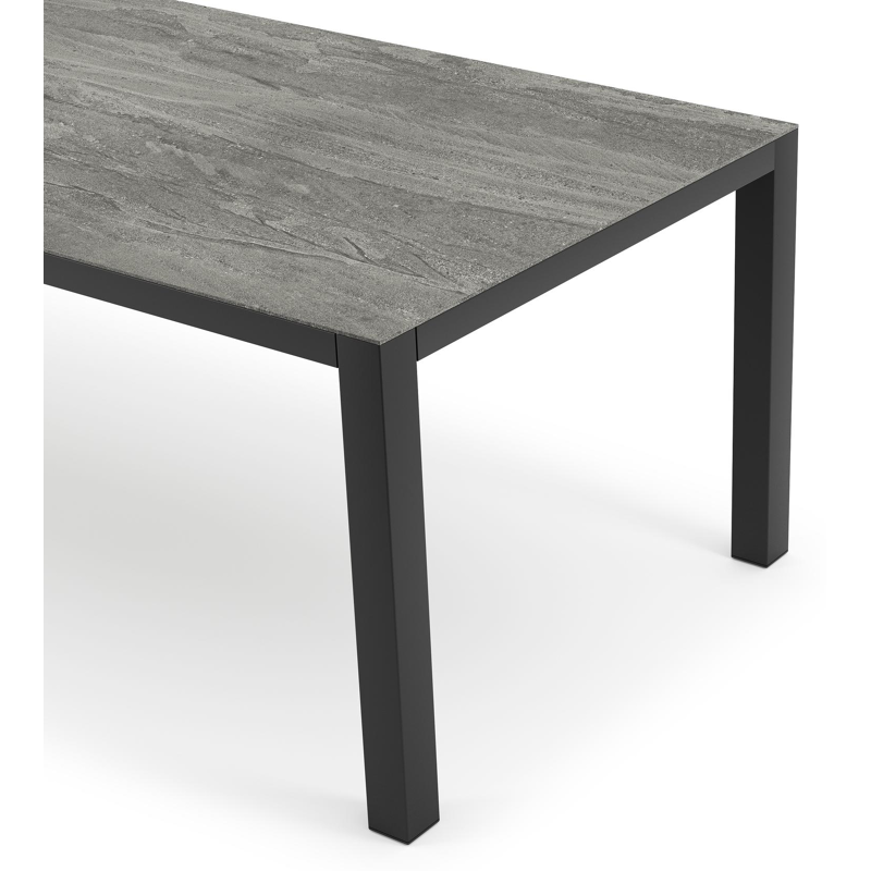Como tuintafel in zwart aluminium en volkeramiek aspen grey - L 240 x B 100 x H 75 cm