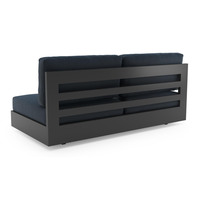 Como loungebank in zwart aluminium met heritage indigo all weather sunbrella® luxe kussen