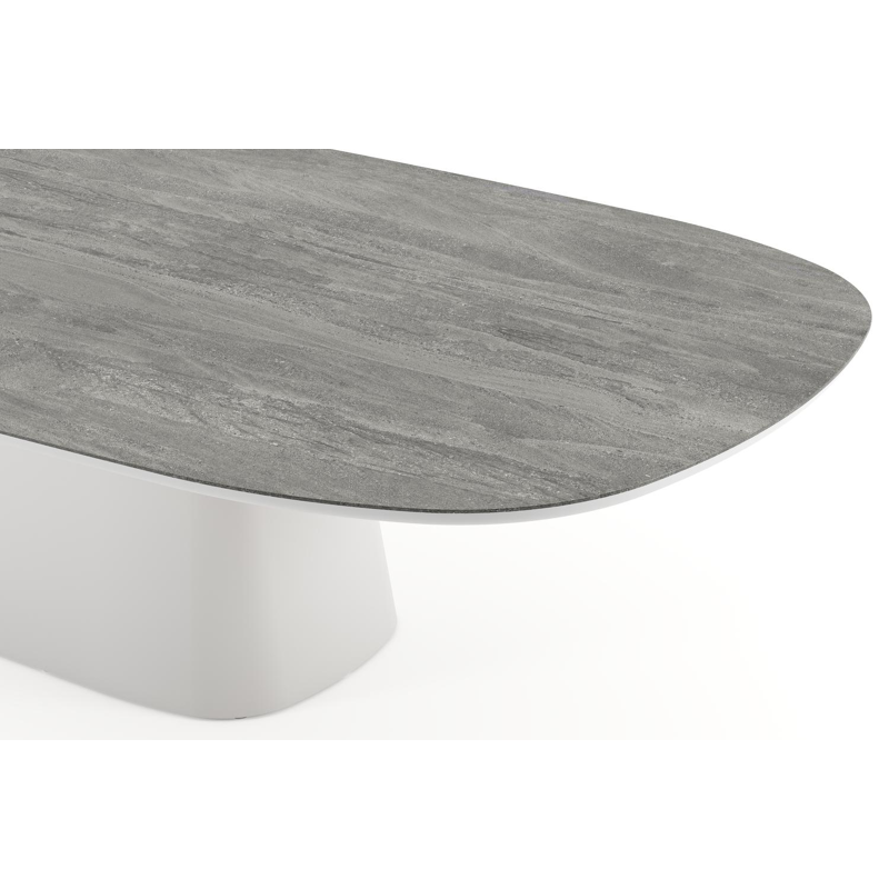 Amico tuintafel bombo xl in wit aluminium en volkeramiek Aspen Grey - L 320 x B 148 x H 73.5 cm