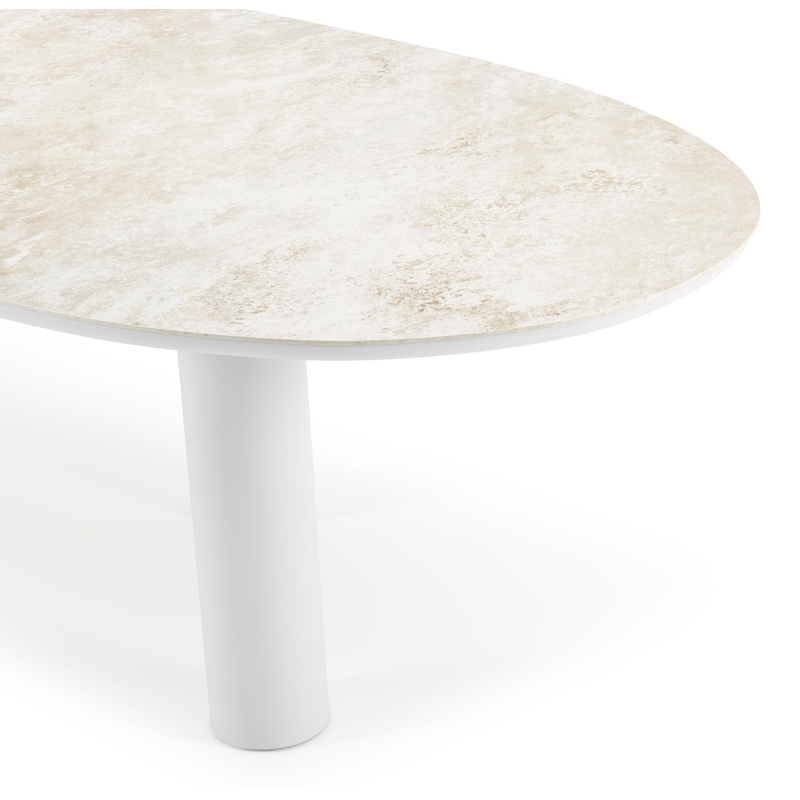 Table de jardin Organo organique en aluminium blanc et céramique pleine Rapolano Lg. 280 x Lrg. 120 cm