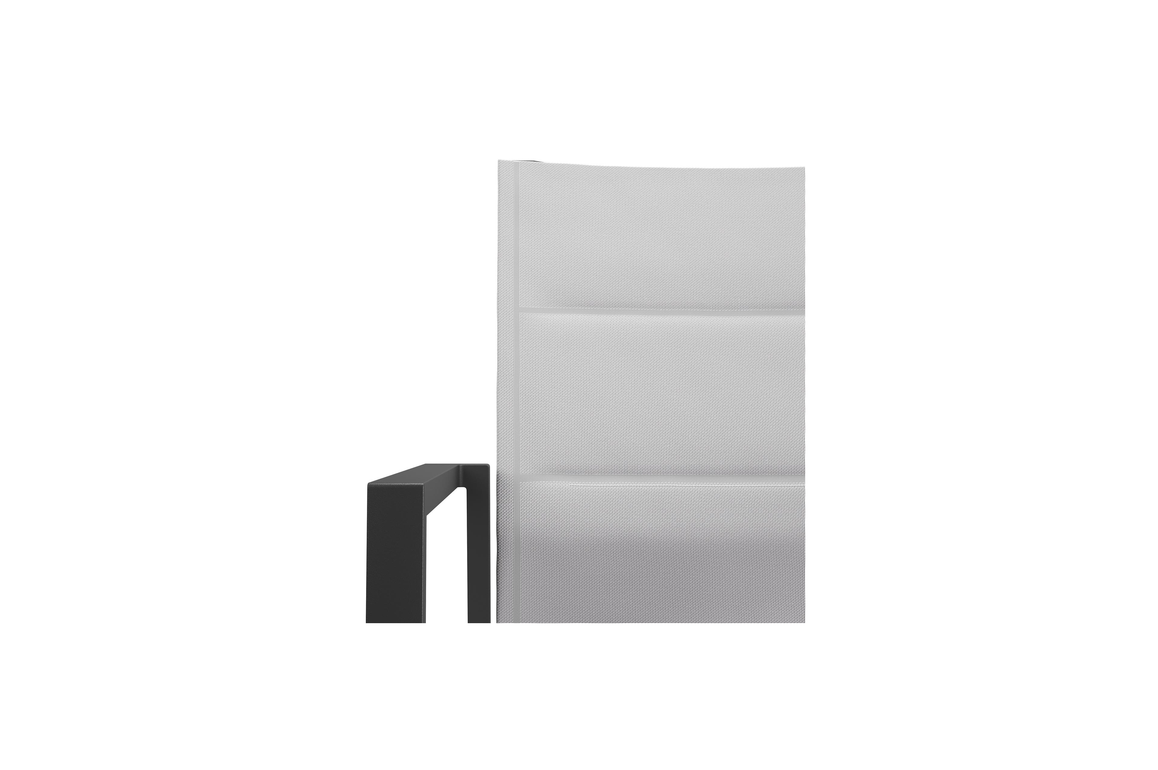 Cirello stapelbare tuinstoel in zwart aluminium en grijs comfort textilene