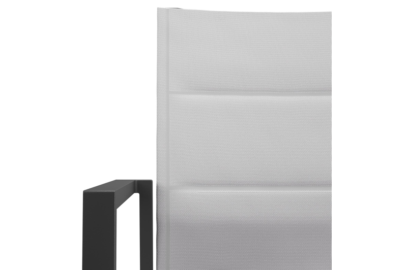 Cirello stapelbare tuinstoel in zwart aluminium en grijs comfort textilene