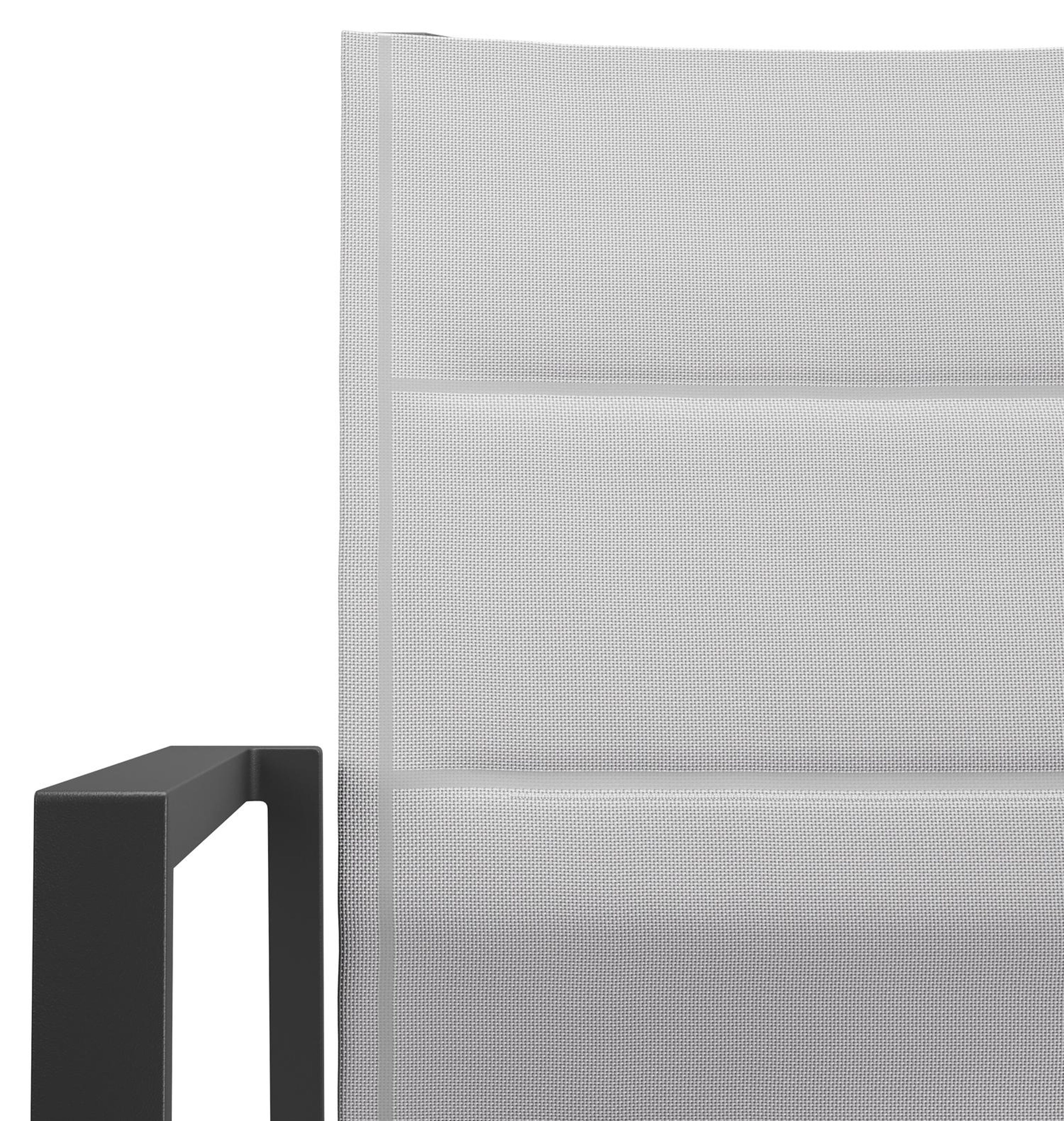 Cirello stapelbare tuinstoel in zwart aluminium en grijs comfort textilene