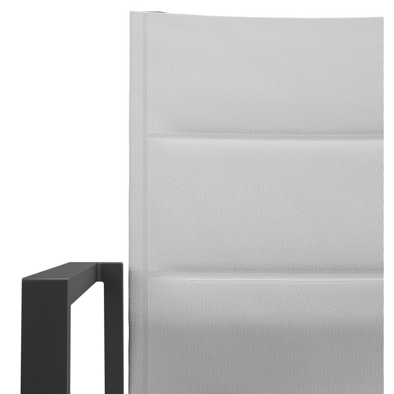 Cirello stapelbare tuinstoel in zwart aluminium en grijs comfort textilene