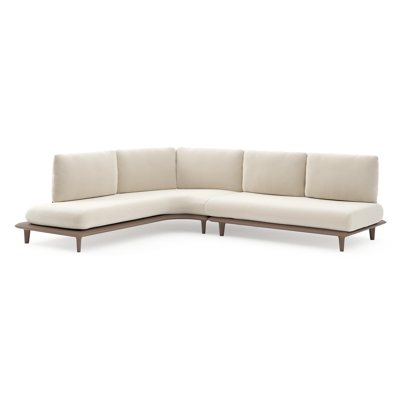 Bomero loungehoek in taupe aluminium met althea off white all weather cosytica kussen