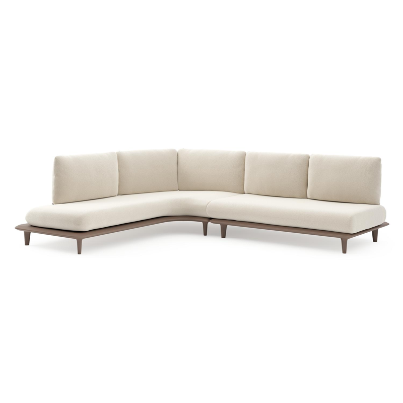 Bomero loungehoek in taupe aluminium met althea off white all weather cosytica kussen