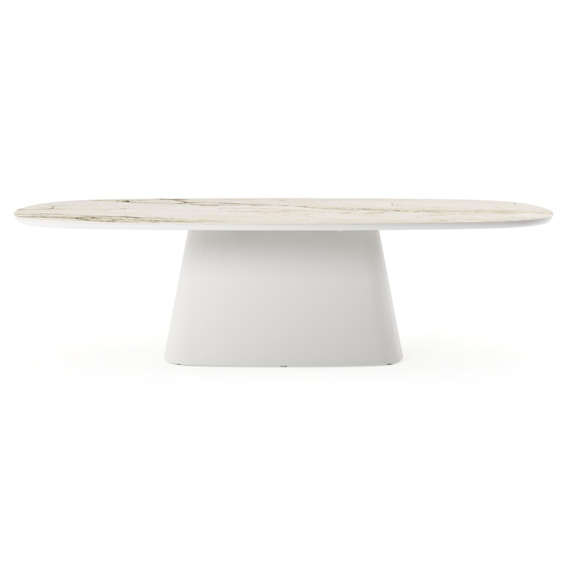 Table de jardin Amico bombo xl en aluminium blanc et céramique pleine Colorado Dunes - Lg. 270 x Lrg. 148 x Haut. 73.5 cm