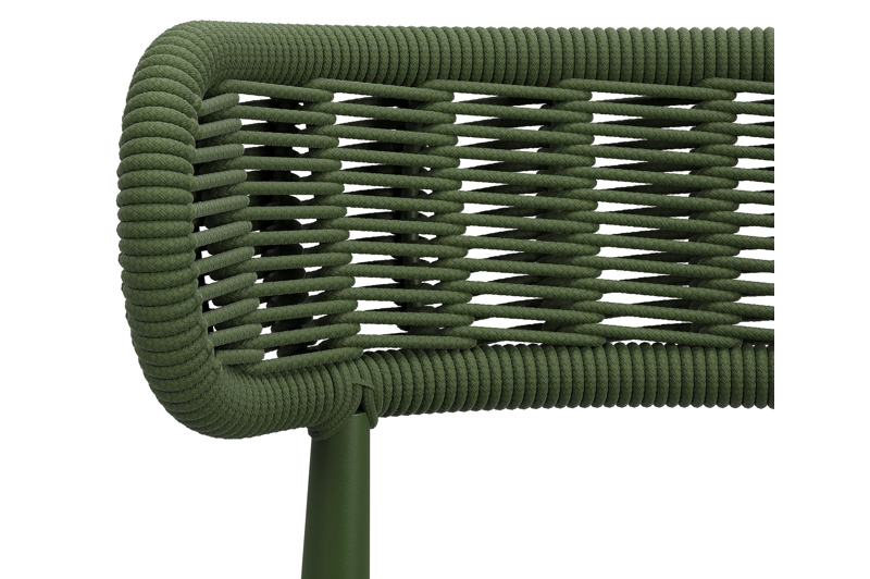 Lomo tuinstoel in groen aluminium en groen vierkant geweven ronde rope 