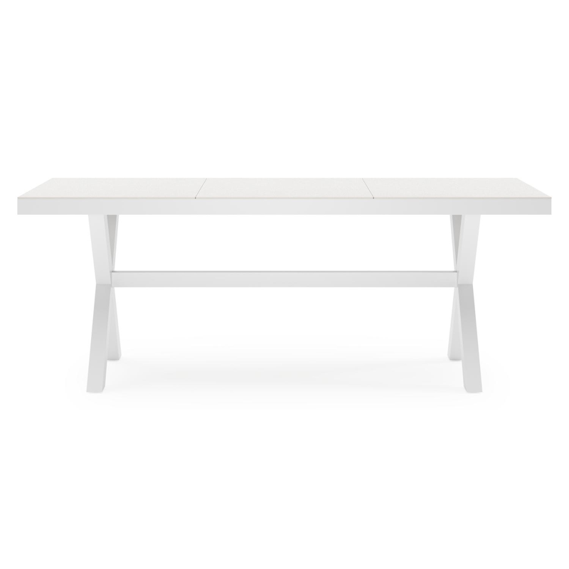 Bahia tuintafel rechthoekig in wit aluminium en sintered stone grijs - L 200 x B 92 x H 75 cm