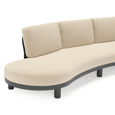 Donato loungebank in zwart aluminium met all weather cosytica Althea Chalk kussen