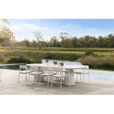 Donato tuintafel in wit aluminium en volkeramiek calacatta - L 300 x B 110 x H 74 cm