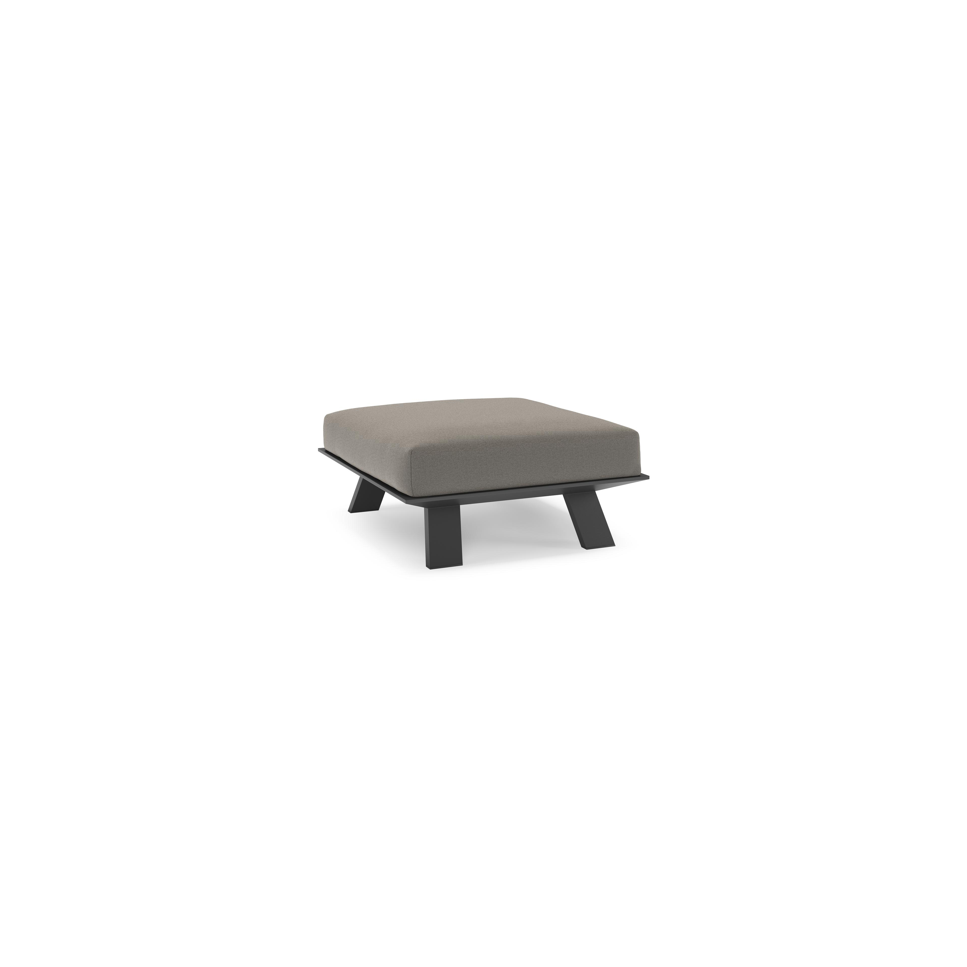 Pouf Cesano en aluminium noir et coussin en all weather Sunbrella® luxe natte dark taupe