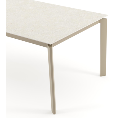 Cirello tuintafel rechthoekig in beige aluminium en volkeramiek Shilin - L 200 x B 100 x H 74.5 cm