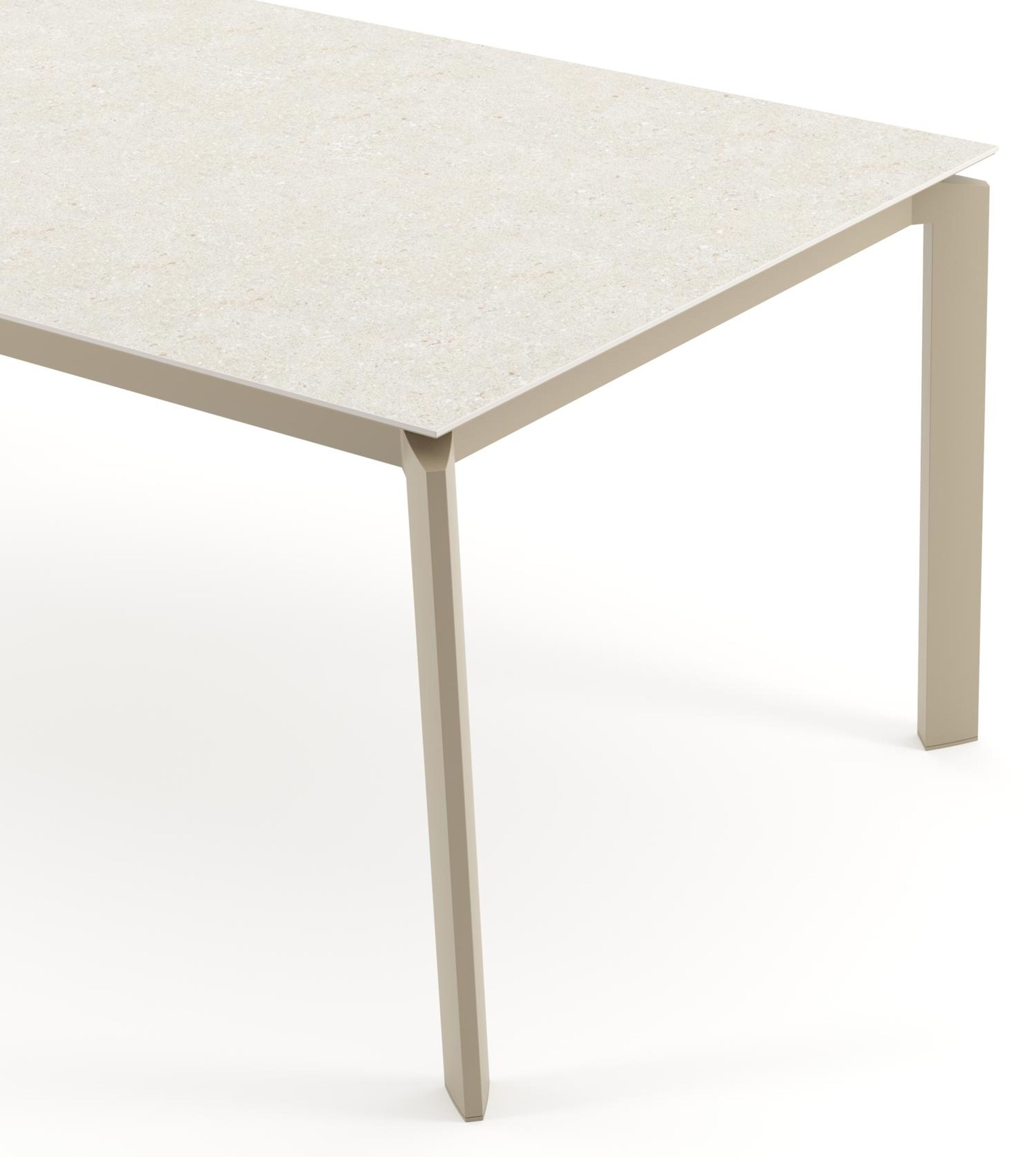 Cirello tuintafel rechthoekig in beige aluminium en volkeramiek Shilin - L 200 x B 100 x H 74.5 cm