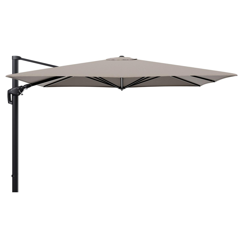 Minore zweefparasol tiltfunctie in zwart aluminium en parasoldoek in All Weather Solica Firenze Earth - L1 280 x L2: 370 cm (zonder voet)