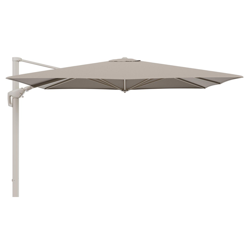 Minore zweefparasol met tiltfunctie in beige aluminium en Savane Coconut All Weather Sunbrella® Luxe parasoldoek - L1: 280 x L2: 370 cm (zonder voet) (zonder voet)
