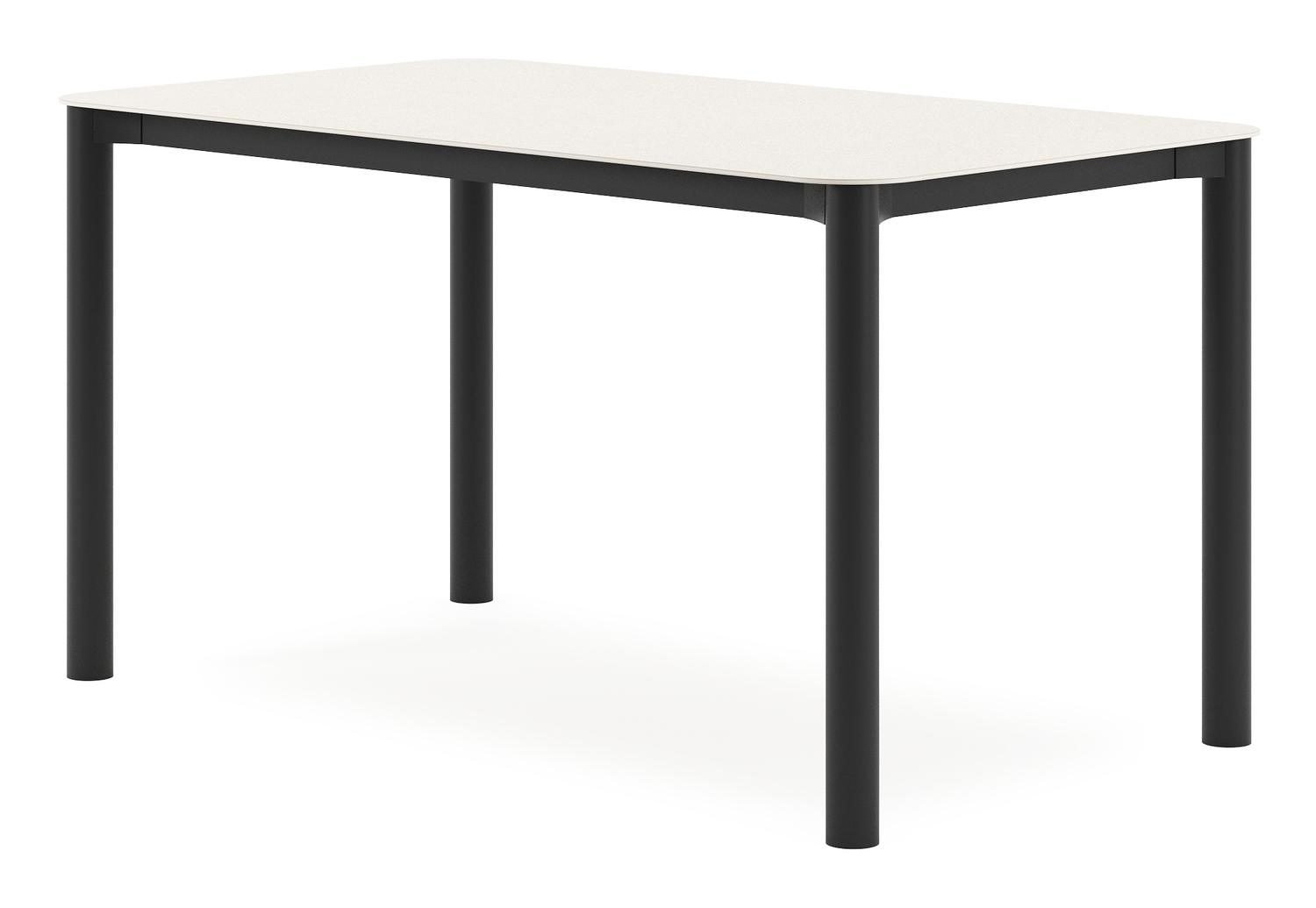 Orso tuintafel rechthoekig afgerond in zwart aluminium en volkeramiek beige - L 140 x B 80 x H 75 cm