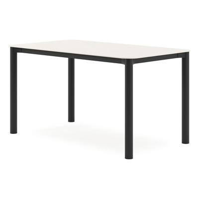 Orso tuintafel rechthoekig afgerond in zwart aluminium en volkeramiek beige - L 140 x B 80 x H 75 cm