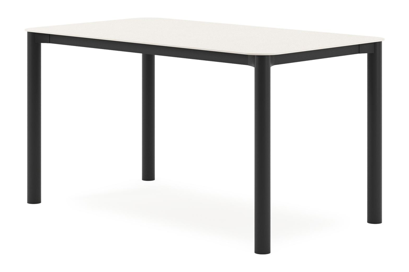 Orso tuintafel rechthoekig afgerond in zwart aluminium en volkeramiek beige - L 140 x B 80 x H 75 cm