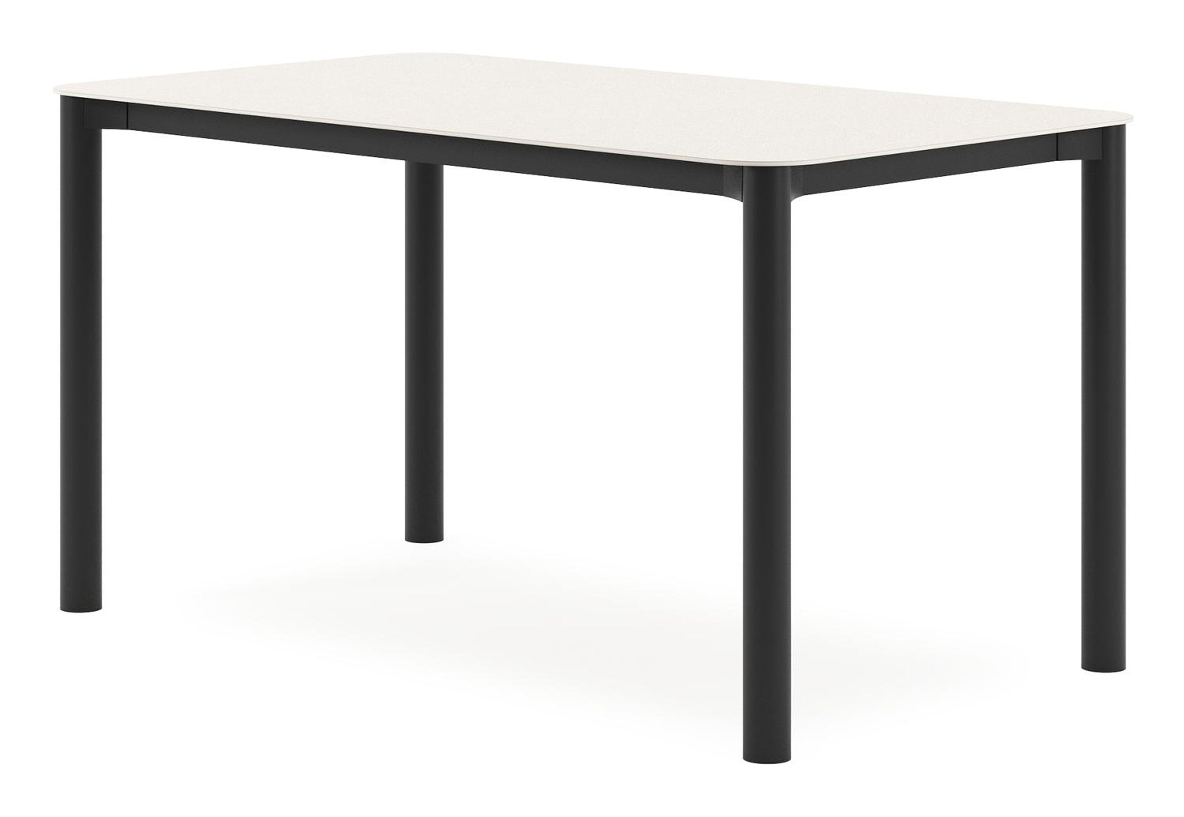 Table de jardin Orso rectangulaire arrondi en aluminium noir et céramique pleine beige - Lg. 140 x Lrg. 80 x Haut. 75 cm