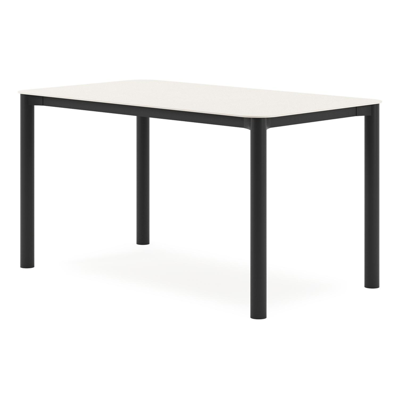 Orso tuintafel rechthoekig afgerond in zwart aluminium en volkeramiek beige - L 140 x B 80 x H 75 cm