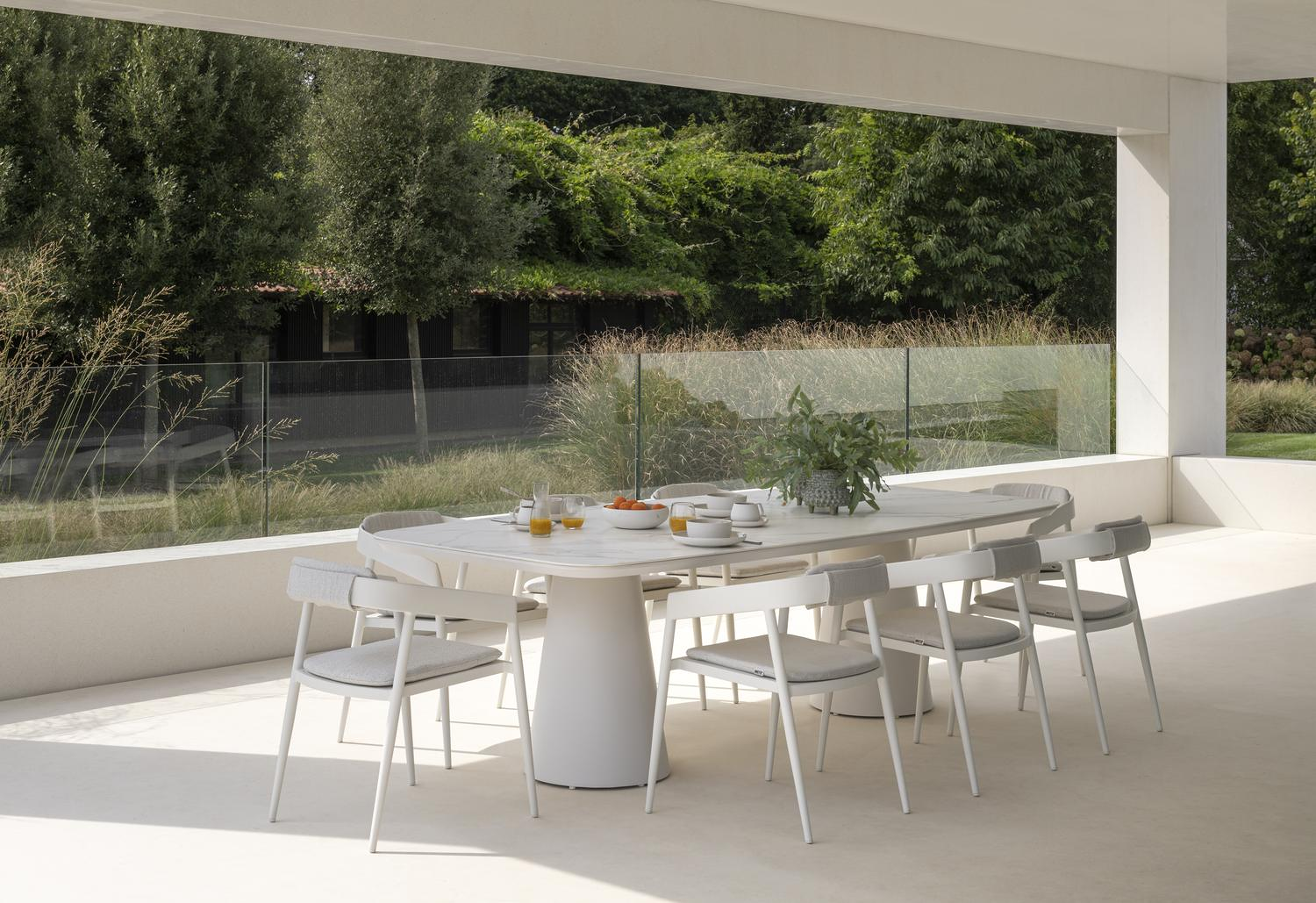 Chaise de jardin empilable Donato en aluminium blanc