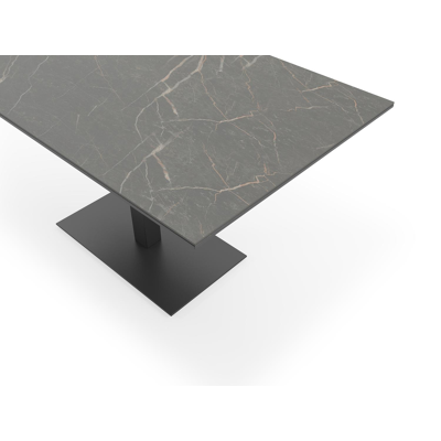 Piemonte tuintafel in zwart aluminium en volkeramiek black obsession - L 140 x B 80 x H 72,5 cm