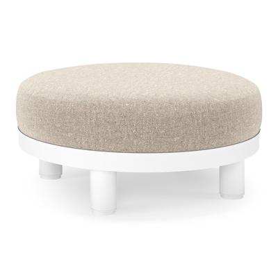 Donato lounge poef in wit aluminium met All Weather Sunbrella® Luxe Chartres Pewter kussen