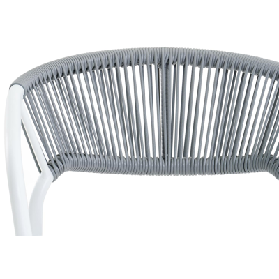 Bahia tuinset in wit aluminium en wit aluminium tafelblad met 6 stapelbare Vigo tuinstoelen