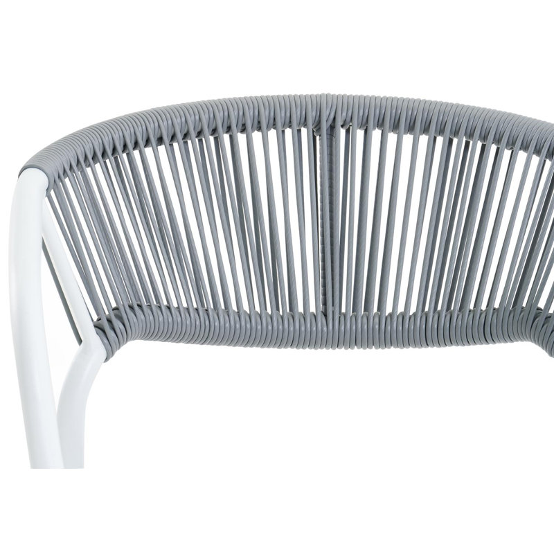 Ensemble de jardin Calzo en aluminium blanc avec plateau de table en polywood naturel et 8 chaises de jardin empilables Vigo