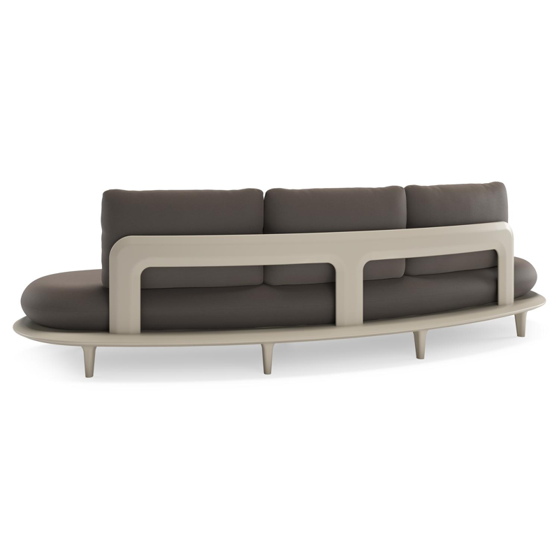 Bomero loungebank in beige aluminium met natte nature grey all weather sunbrella® luxe kussen