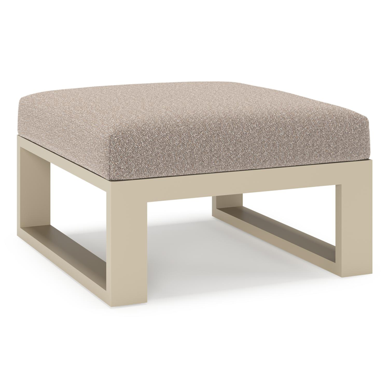 Verato poef in beige aluminium met wander manioc all weather sunbrella® luxe kussen