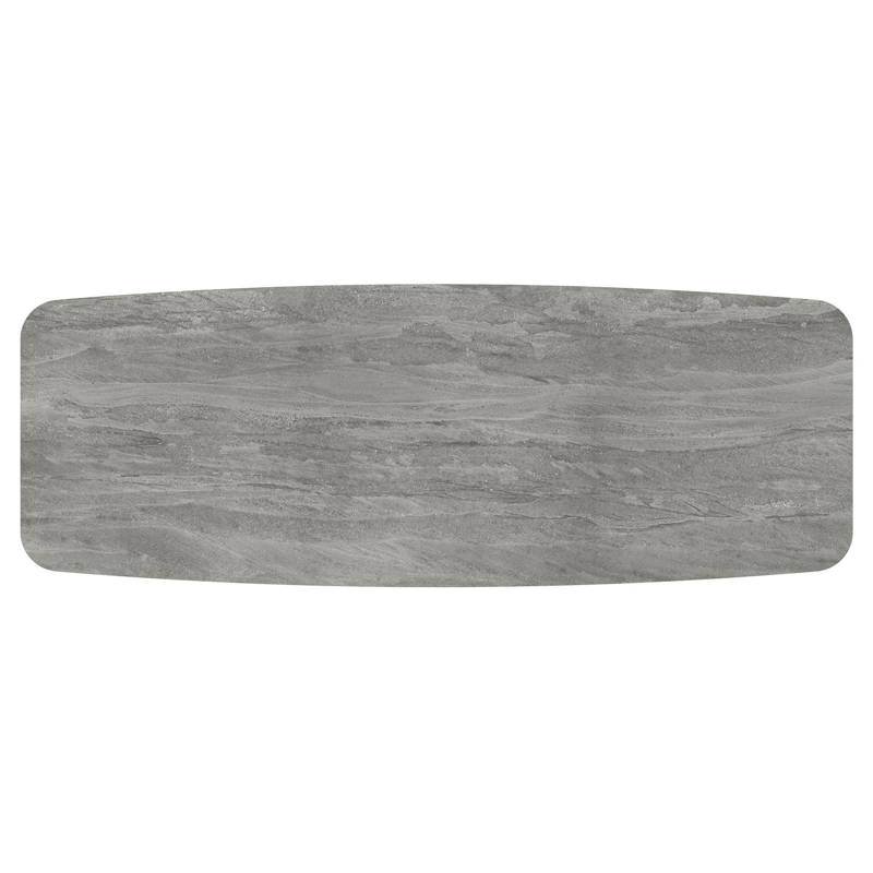 Orso tuintafel bootvorm in beige aluminium en volkeramiek Aspen Grey - L 315 x B 115 x H 74.5 cm