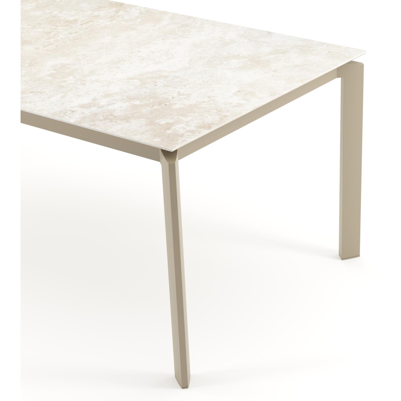 Table de jardin Cirello rectangulaire en aluminium beige et céramique pleine Rapolano - Lg. 200 x Lrg. 100 x Haut. 74.5 cm
