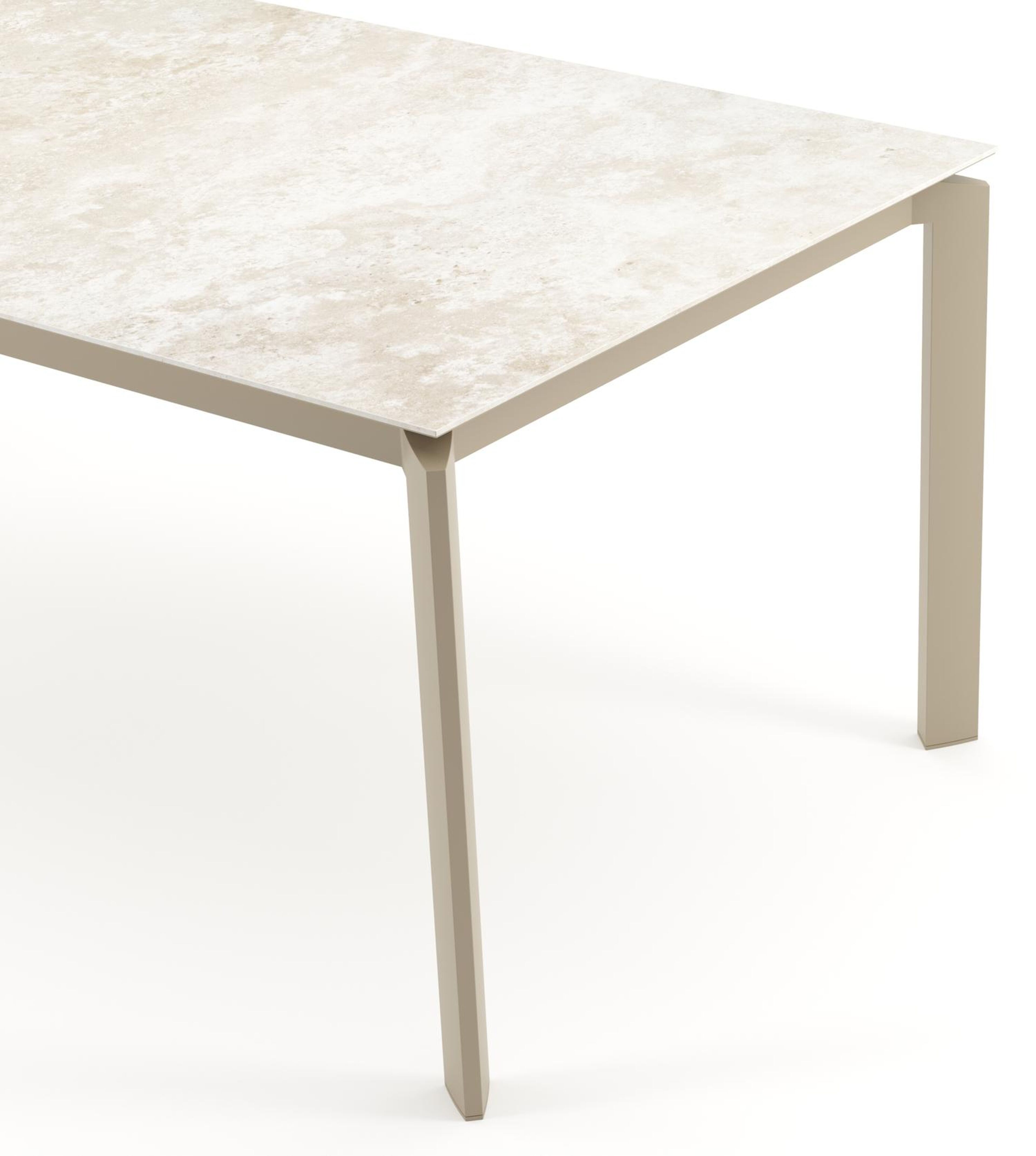 Table de jardin Cirello rectangulaire en aluminium beige et céramique pleine Rapolano - Lg. 200 x Lrg. 100 x Haut. 74.5 cm