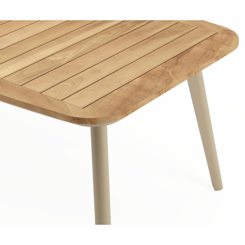 Mosa tuintafel bootvorm in beige aluminium en teak natural finish - L 270 x B 115 x H 74 cm