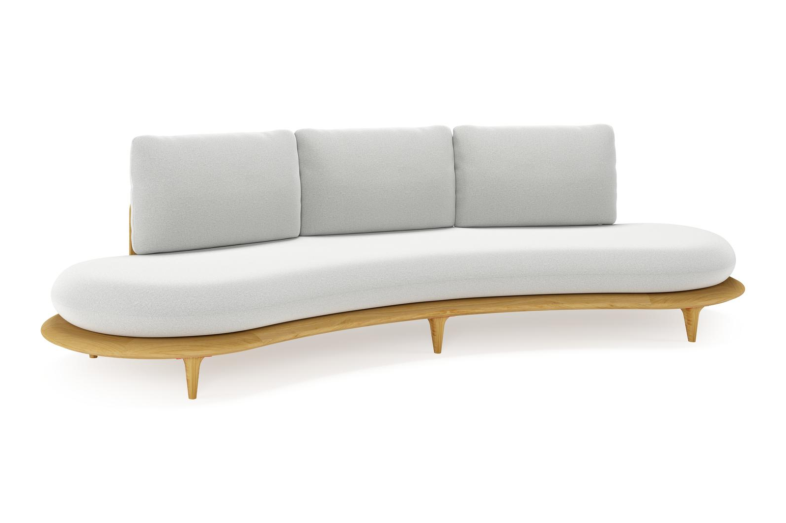 Bomero loungebank in teak met natte grey chine all weather sunbrella® luxe kussen