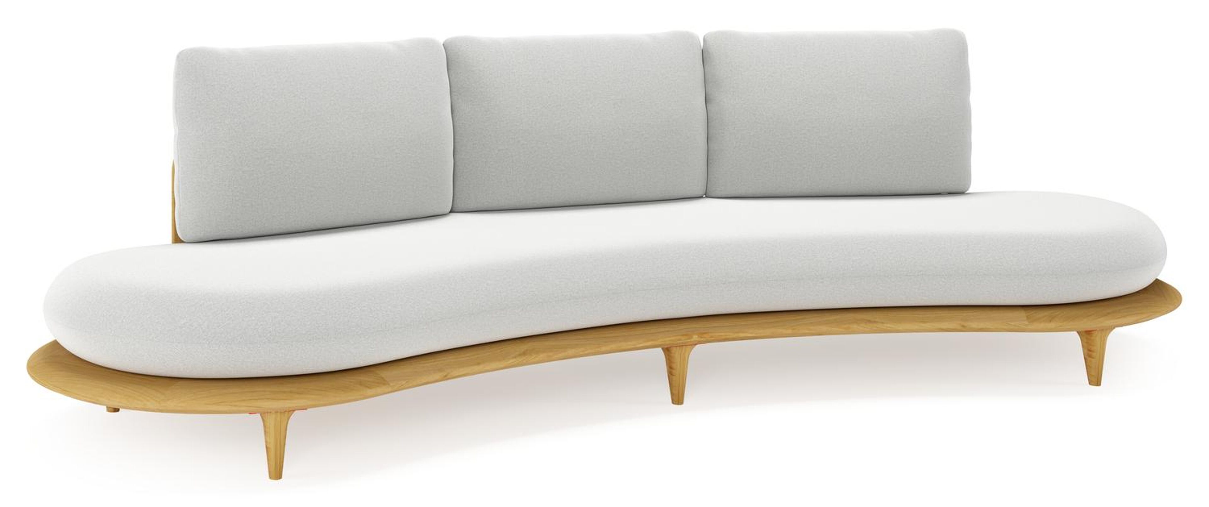 Bomero loungebank in teak met natte grey chine all weather sunbrella® luxe kussen
