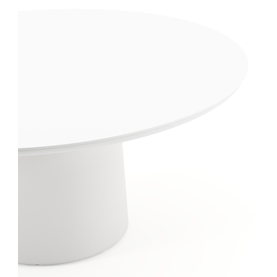 Amico low dining tuintafel rond in wit aluminium en volkeramiek Arctic White - Dia. 148 x H 61 cm