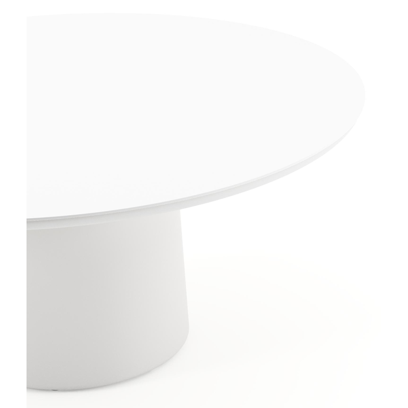 Amico low dining tuintafel rond in wit aluminium en volkeramiek Arctic White - Dia. 148 x H 61 cm