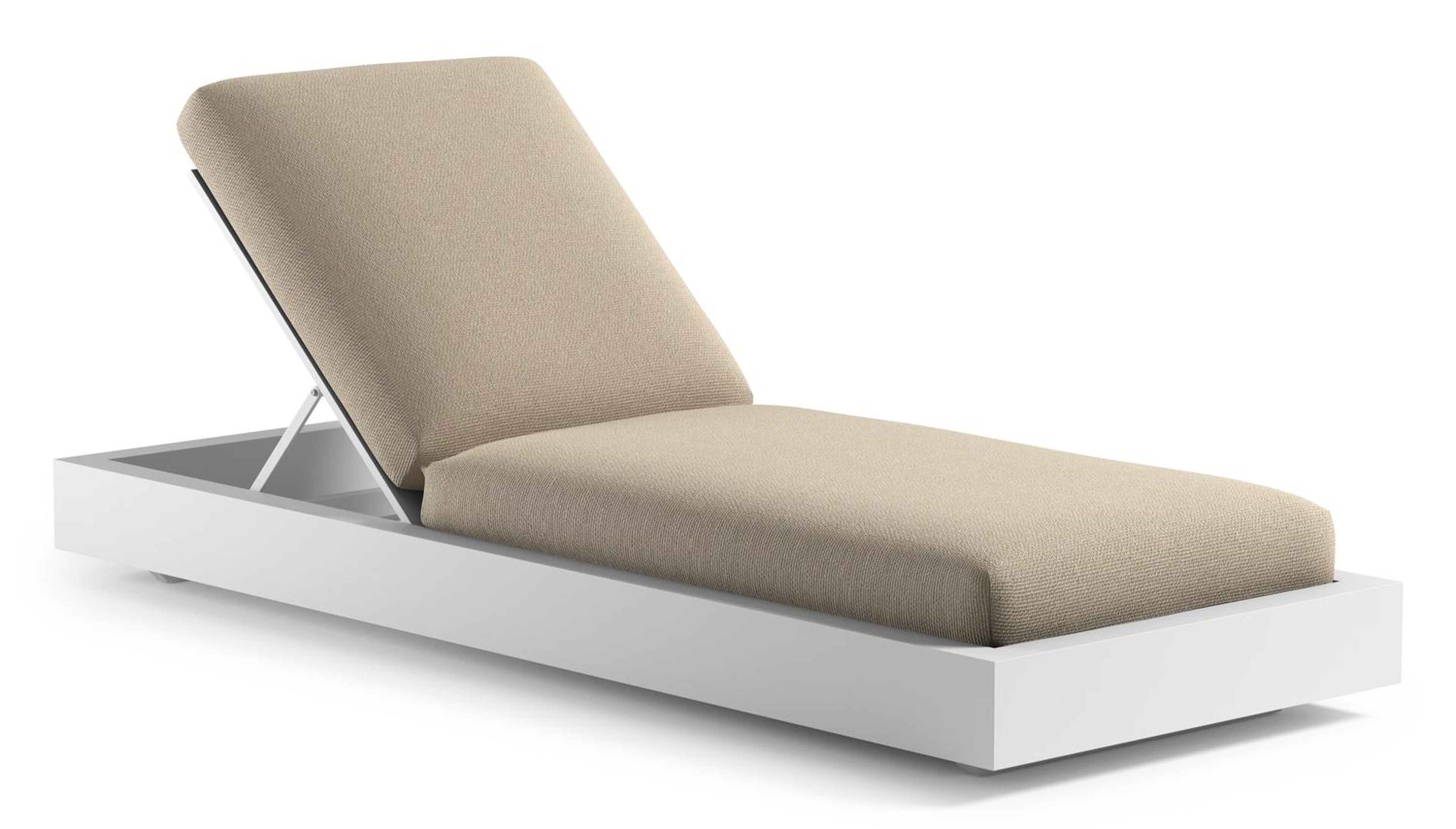 Como verstelbaar ligbed in wit aluminium met althea chalk all weather Cosytica kussen