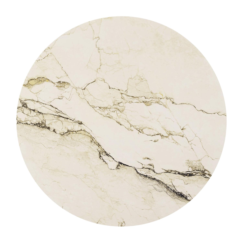 Fano tuintafel rond in wit aluminium en volkeramiek colorado dunes - Dia. 110 x H 75 cm