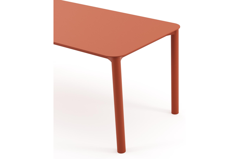 Table de jardin rectangulaire Orso arrondie en aluminium brun rouille - Lg. 200 x Lrg. 80 x Haut. 74,5 cm