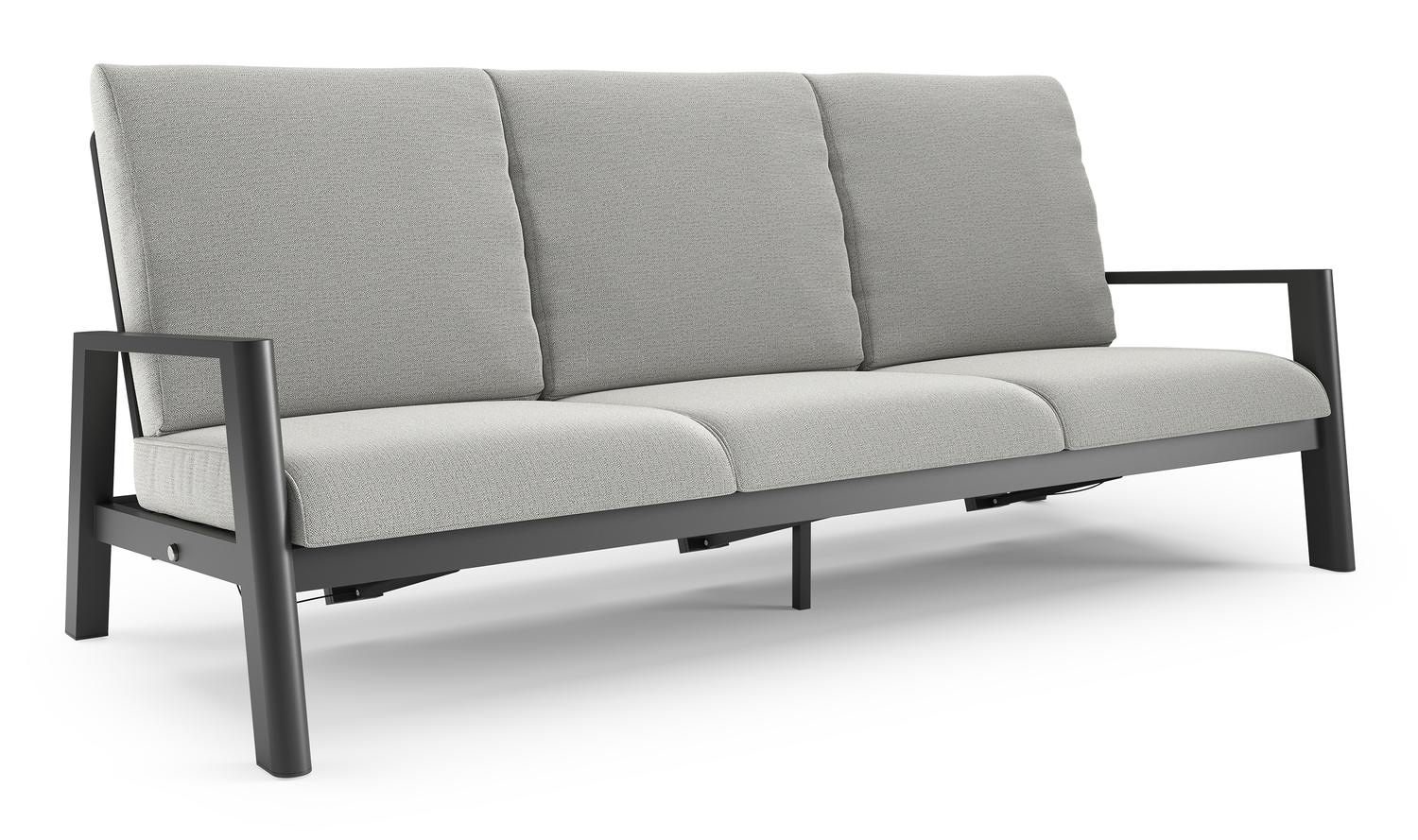 Cirello loungebank in zwart aluminium met savane nimbus all weather sunbrella® luxe kussen