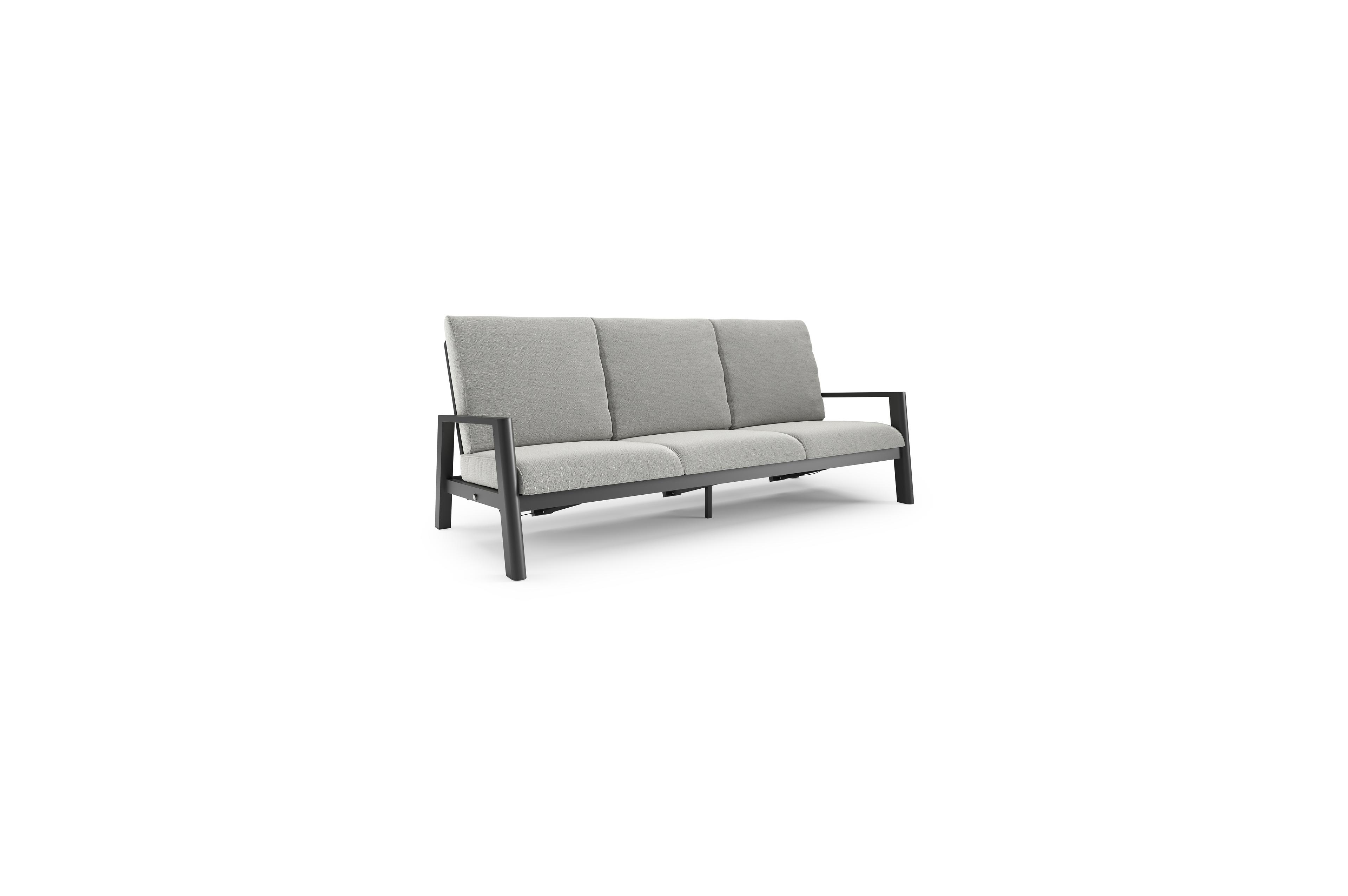 Cirello loungebank in zwart aluminium met savane nimbus all weather sunbrella® luxe kussen